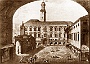 incisonre Francesco Belluco XVIII secolo scorcio sul Palazzo del Bo e sulla chiesetta di S. Martino demolita nell'800
